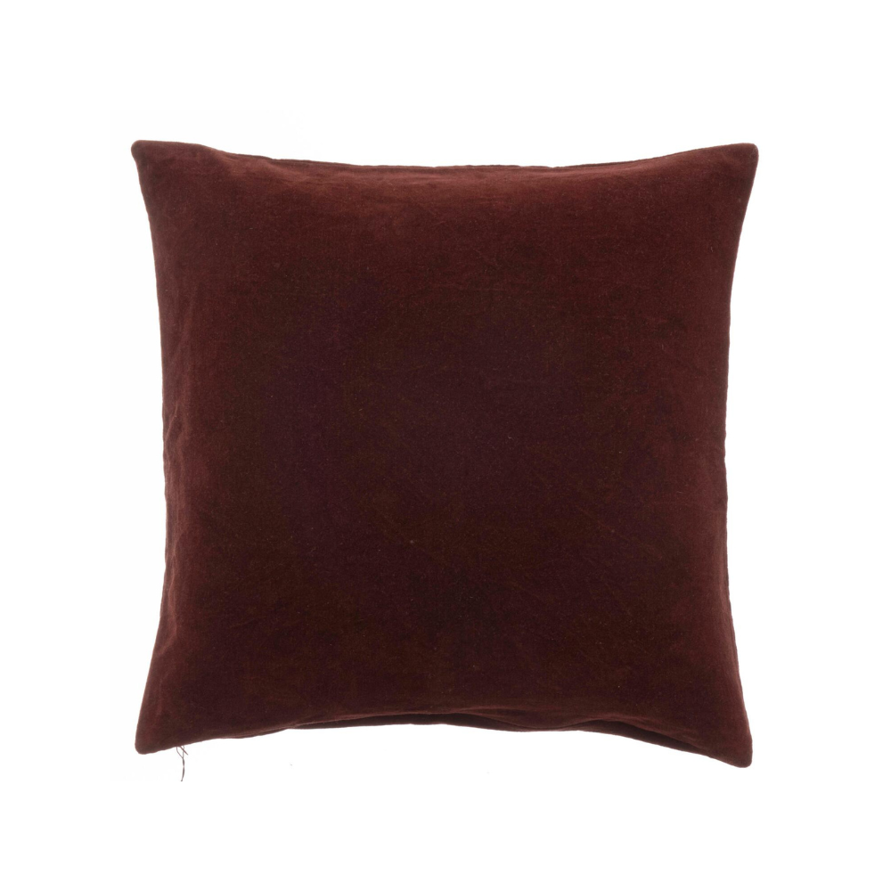 Velour pude, brun rød - 50x50 cm